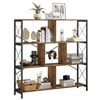 Dextrus Bookcases and Bookshelves with 7 Open Storage Shelves, Free Standing Bookshelf with Metal Frame for Living Room Bedroom Home Office, Brown