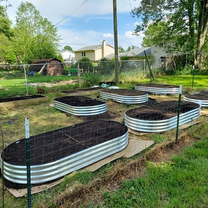 4°2°1 ft(4pack)Galvanized Raised Garden Bed Kit, Garden Planting, Outdoor Galvanized Flowerpot Garden Box, Round and Oval Large Metal Vegetable Box.