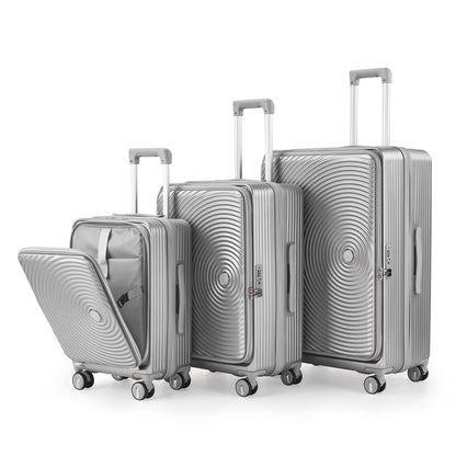 3 Piece Luggage Set Lightweight Suitcase with TSA Lock, PC Hard Shell Travel Luggage with Front Pocket and Spinner Wheels, Pink (20in24in28in)