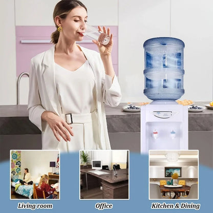 Water Cooler Dispenser, 3 or 5 Gallon Top Loading Hot/Cold Water Cooler Dispenser with Child Safety Lock & Storage Cabinet for Kitchens, Indoor Home Office Use, White