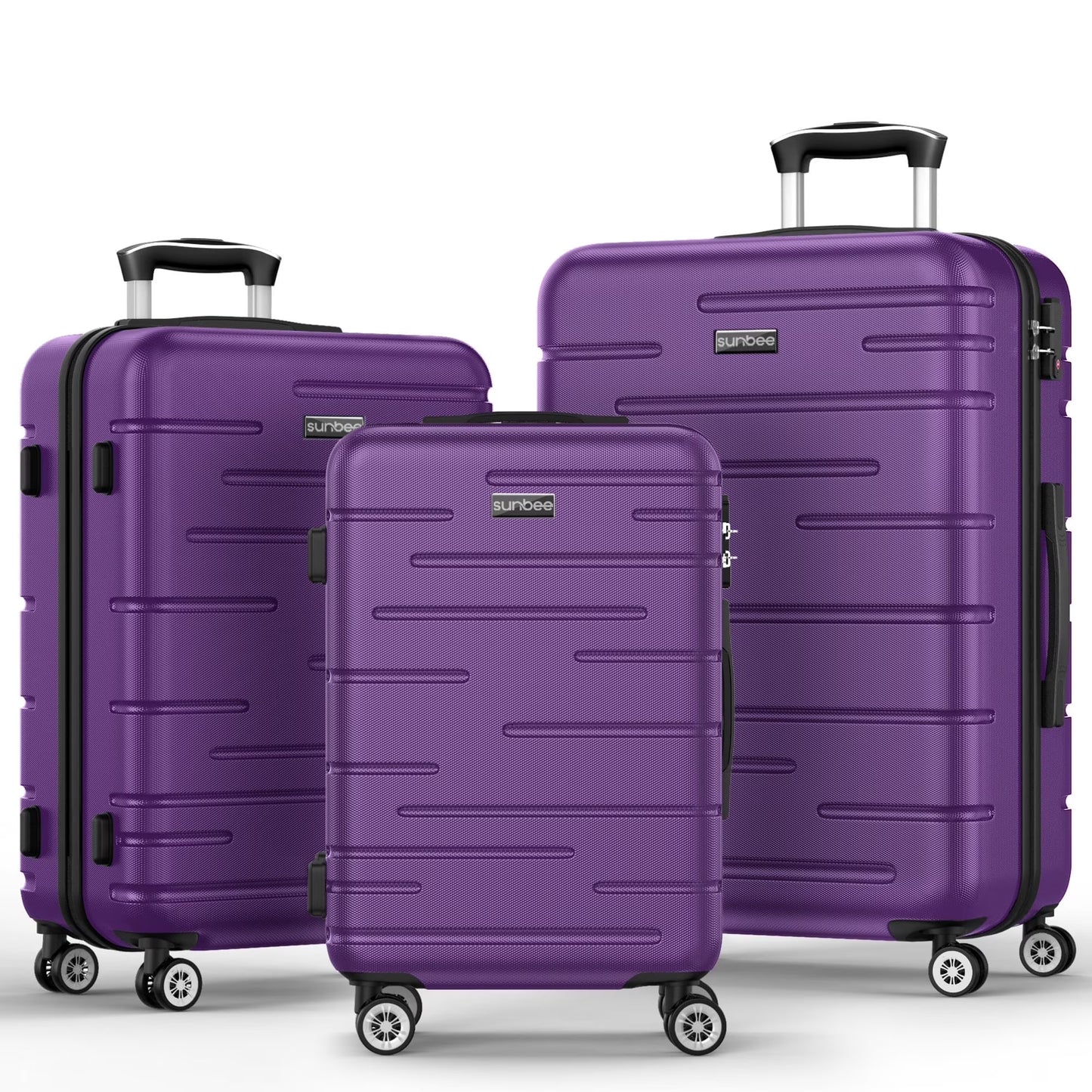 Sunbee 3 Piece Luggage Sets Hardshell Hardside TSA Lock Lightweight Durable Spinner Wheels Suitcase