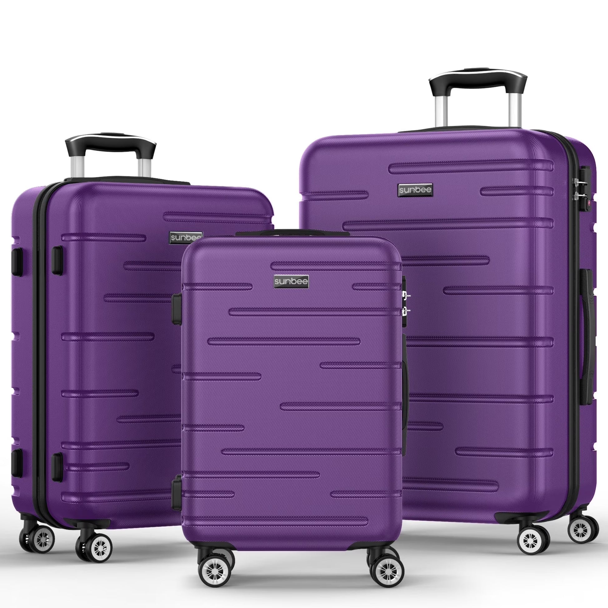 Sunbee 3 Piece Luggage Sets Hardshell Hardside TSA Lock Lightweight Durable Spinner Wheels Suitcase