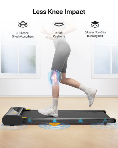UREVO Under Desks Treadmill Walking Pad, Mini Treadmill 2.25HP 265 lb Capacity with Remote Control for Home Office