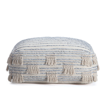 Anji Mountain Beige Cotton Polyester Square Poufs