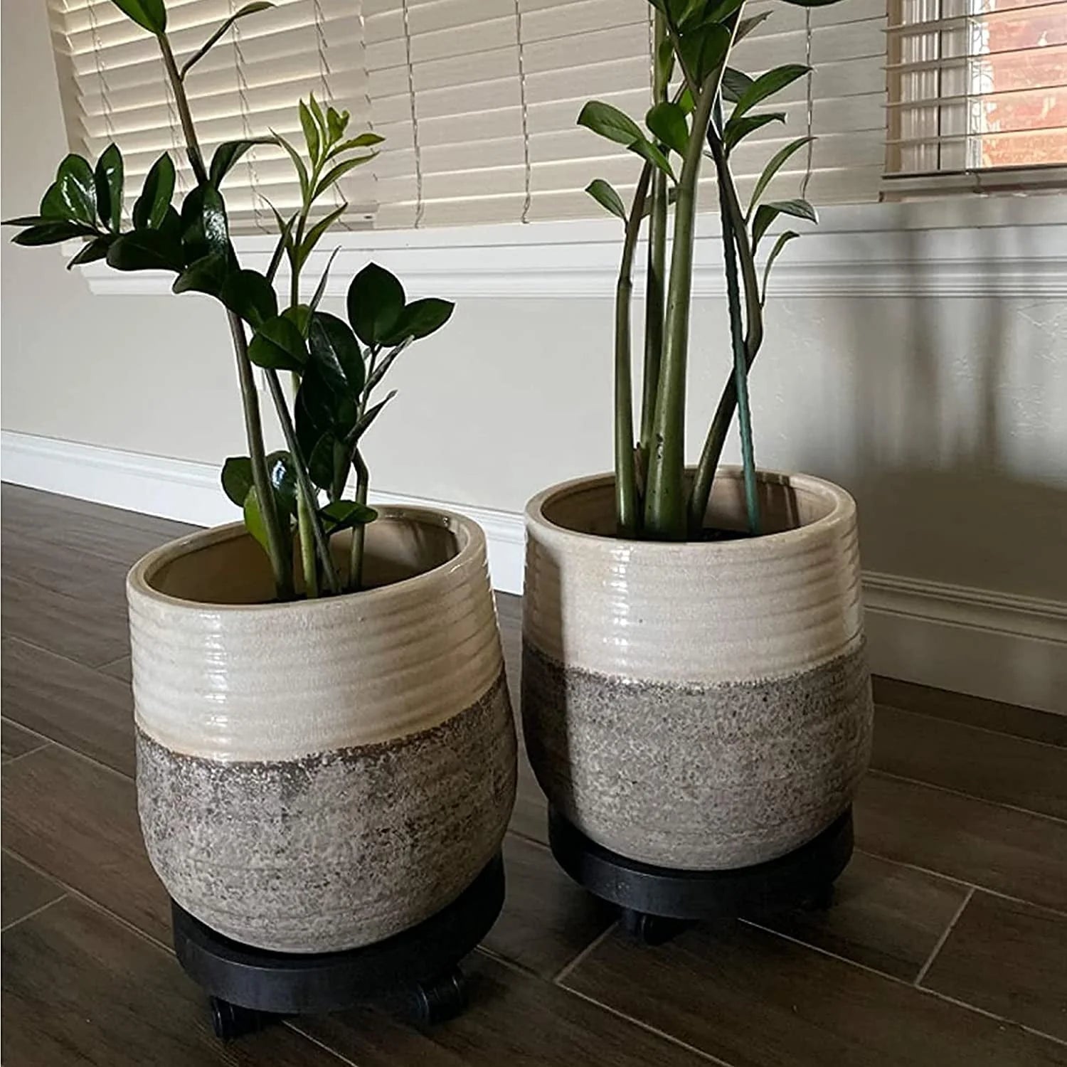 BAODELI 2 Pack of 14 inch Heavy Duty Plant Caddy with Wheels,Rolling Plant Stand Pot Trolley,Wheeled Planter Saucer Tray,Potted Flower Mover Dolly with Casters Round Coaster for Indoor Outdoor(Black)