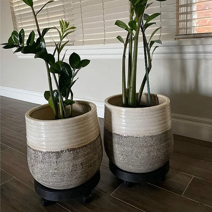 BAODELI 2 Pack of 14 inch Heavy Duty Plant Caddy with Wheels,Rolling Plant Stand Pot Trolley,Wheeled Planter Saucer Tray,Potted Flower Mover Dolly with Casters Round Coaster for Indoor Outdoor(Black)