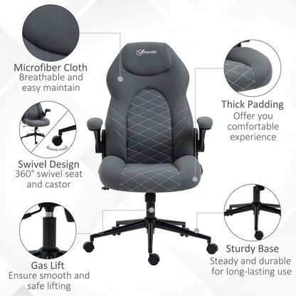 Vinsetto High Back Home Office Chair with Flip Up Armrests Dark Gray