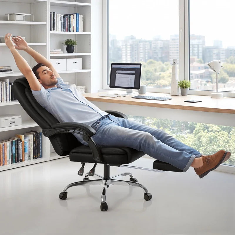 Homall Home Office Chair Adjustable Executive Leather Chair With Arms Ergonomic High Back Cushion Lumbar Back Support Computer Desk Chair,Black