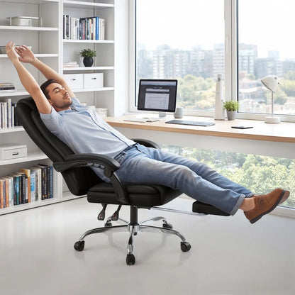 Homall Home Office Chair Adjustable Executive Leather Chair With Arms Ergonomic High Back Cushion Lumbar Back Support Computer Desk Chair,Black