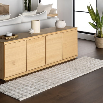 nuLOOM Jeni SuperiorWash Solid Faux Rabbit Machine Washable Area Rug, 2' 6" x 8', Runner, Jeni Grey