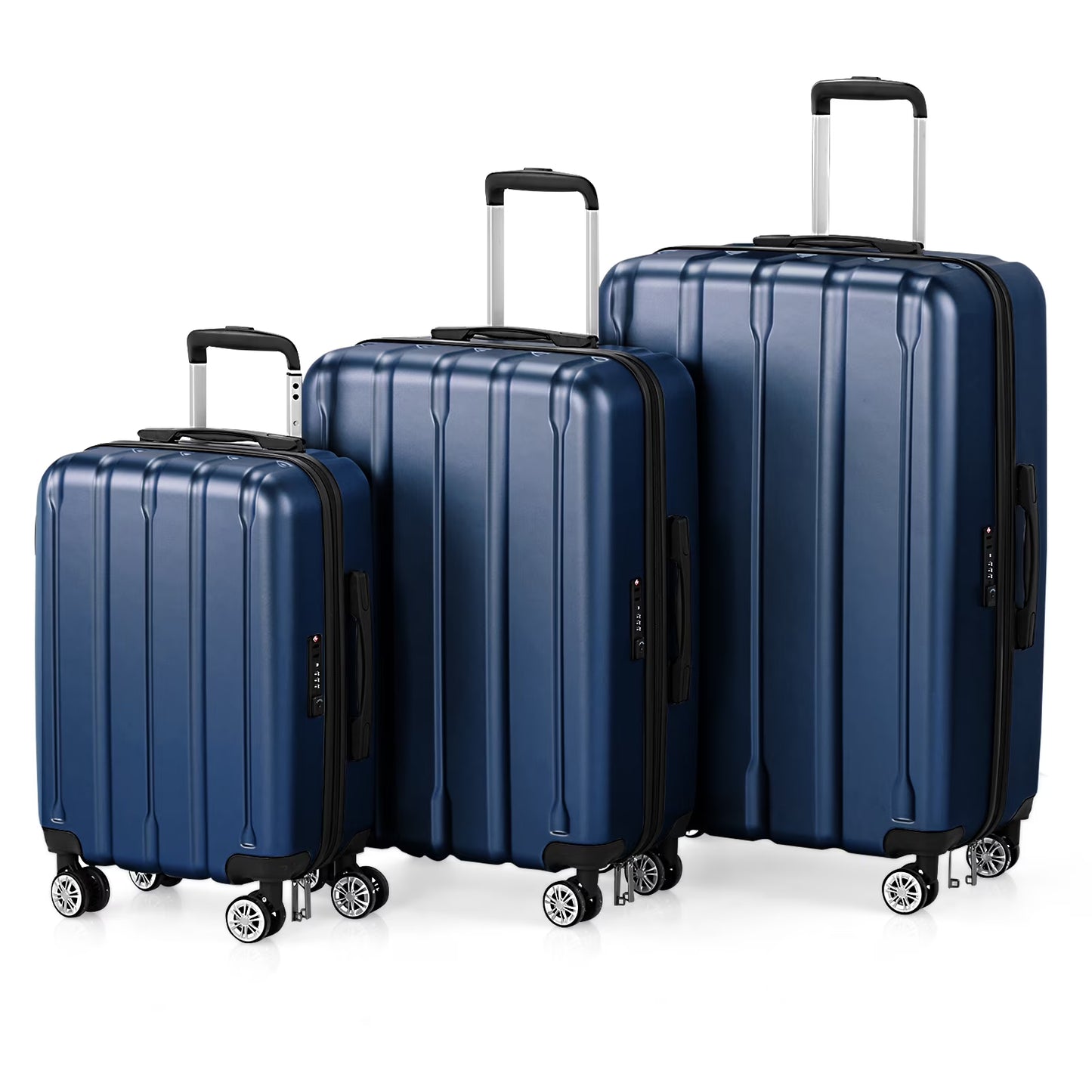 UBesGoo 3 Piece Hardshell Luggage Set, ABS Hardside Lightweight Trolley Carry On Suitcase with TSA Lock Spinner Wheels, Dark Gray