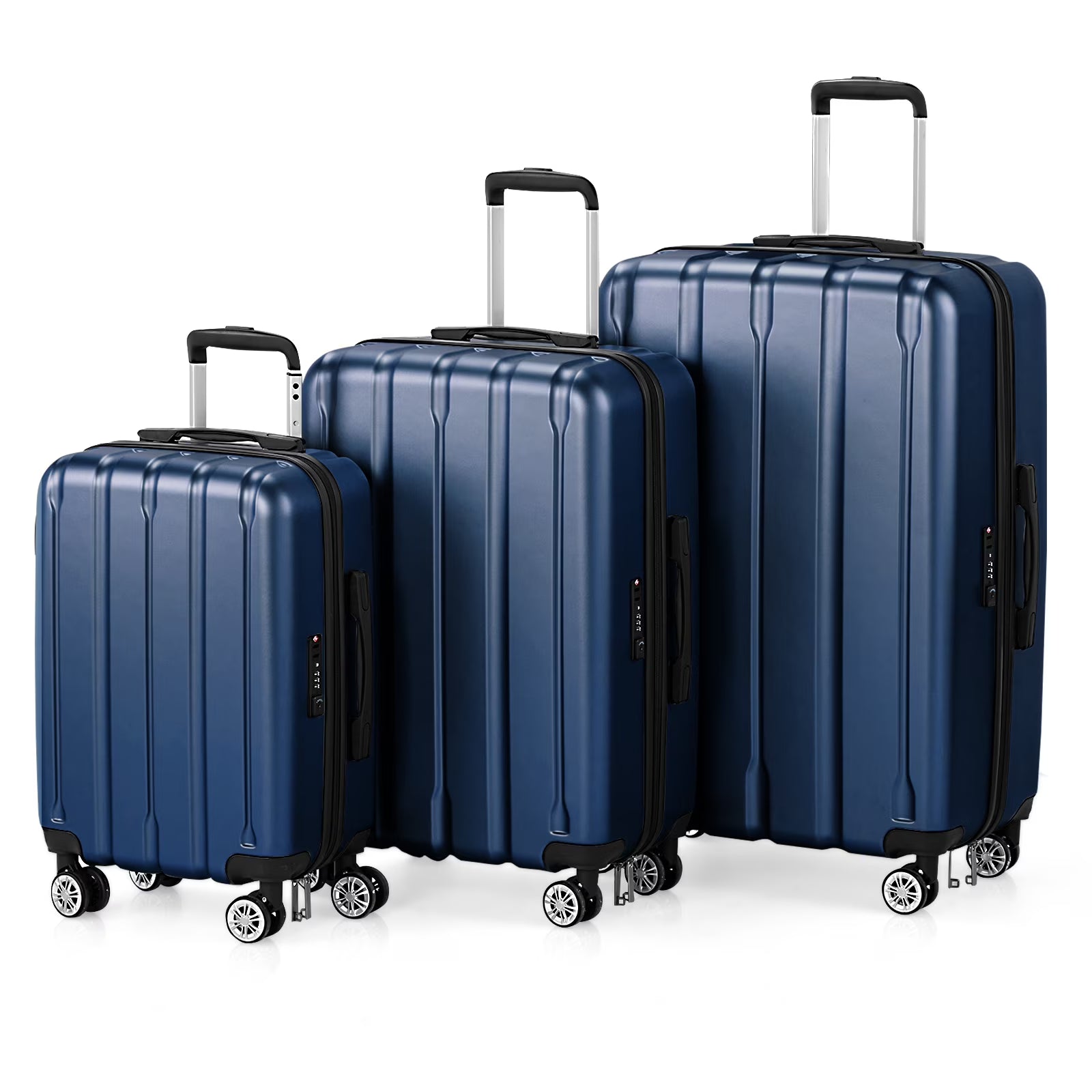 UBesGoo 3 Piece Hardshell Luggage Set, ABS Hardside Lightweight Trolley Carry On Suitcase with TSA Lock Spinner Wheels, Dark Gray
