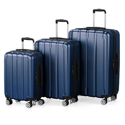 UBesGoo 3 Piece Hardshell Luggage Set, ABS Hardside Lightweight Trolley Carry On Suitcase with TSA Lock Spinner Wheels, Dark Gray