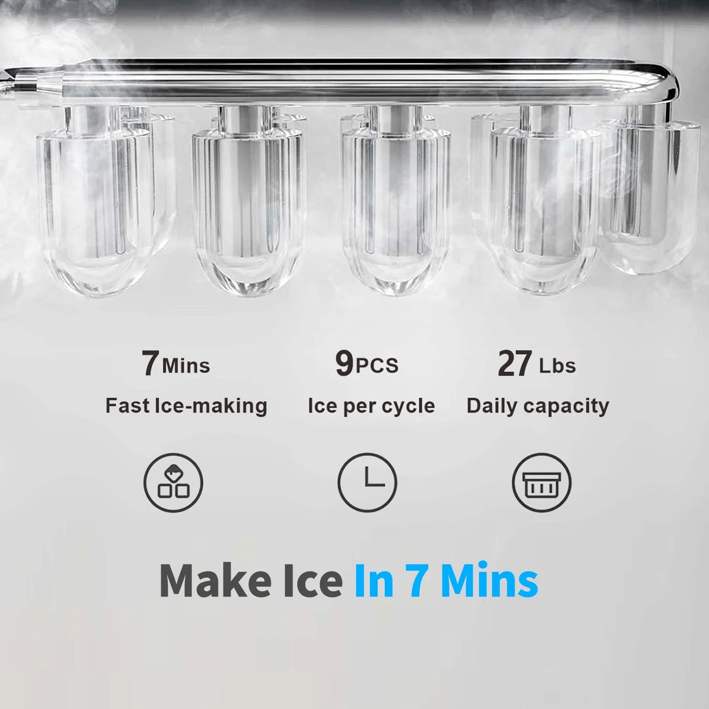 SOOPYK Hot and Cold Water Cooler Dispenser with Ice Maker for 5 Gallon Bottle 27 lbs in 24 hrs Perfect for Home Office white