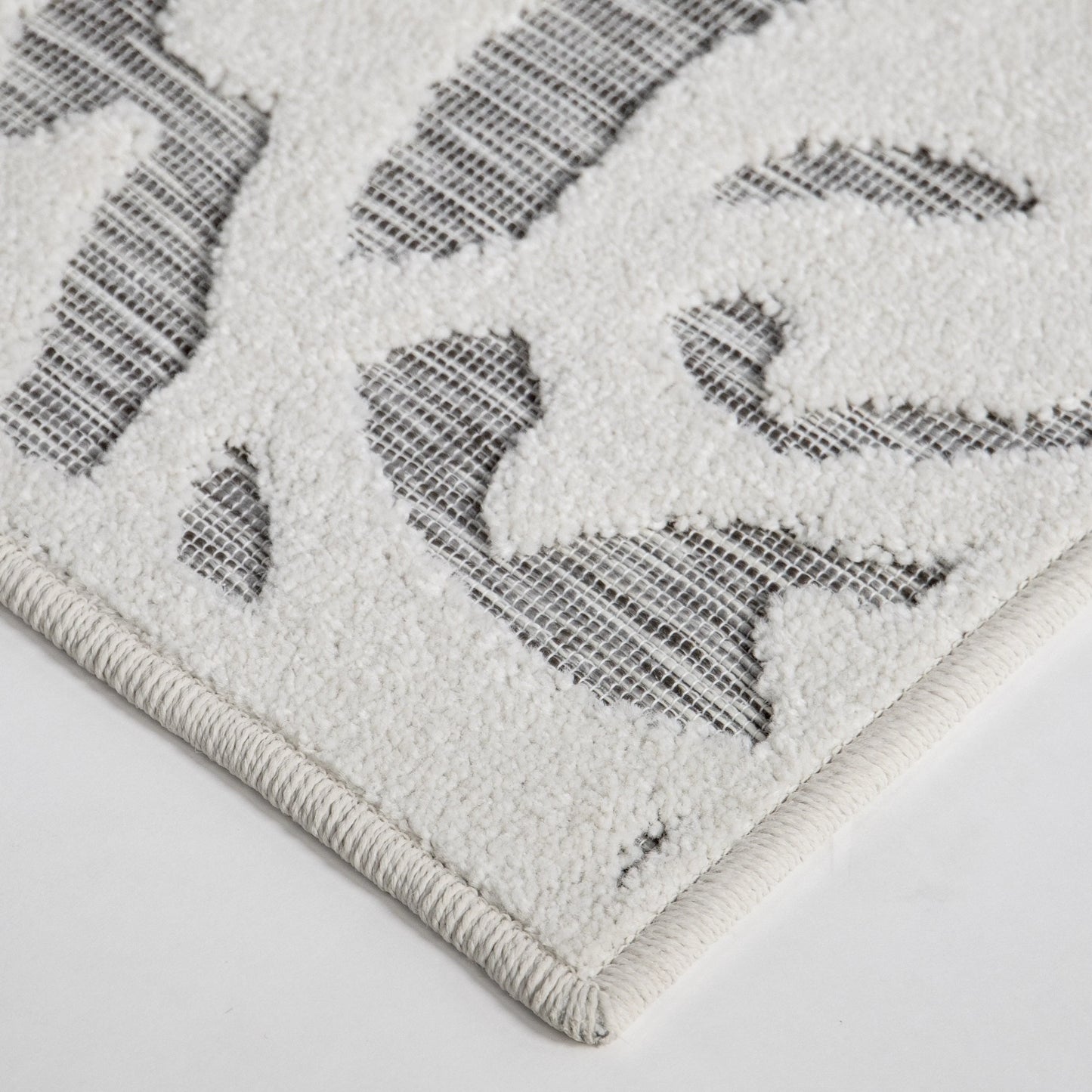 My Texas House Lady Bird, Modern Farmhouse, Damask, Indoor Outdoor Area Rug, Natural Gray, 5'3" x 7'6"