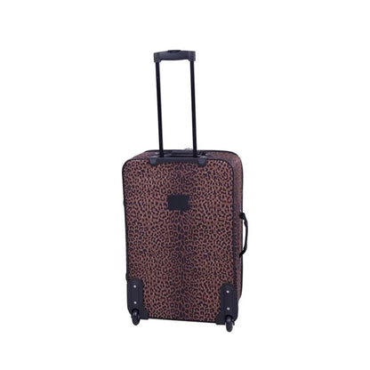 Pemberly Row Traditional Polyester 5-Piece Luggage Set in Leopard
