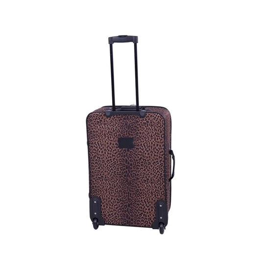 Pemberly Row Traditional Polyester 5-Piece Luggage Set in Leopard