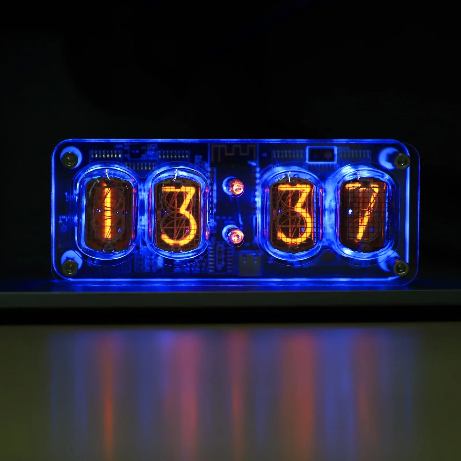 Nixie Tube Clock with IN-12 Tubes, Luminous Clock, Retro Modern Desk Vintage Punk Digital Desktop Creative Ornaments USB Type-C Connection Type