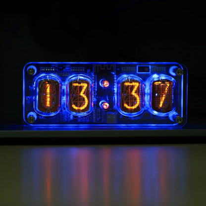 Nixie Tube Clock with IN-12 Tubes, Luminous Clock, Retro Modern Desk Vintage Punk Digital Desktop Creative Ornaments USB Type-C Connection Type