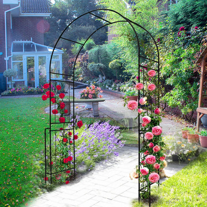 UBesGoo Black 0.5-inch Galvanized Steel Garden Arch Arbor Trellis, Ideal for Climbing Plants