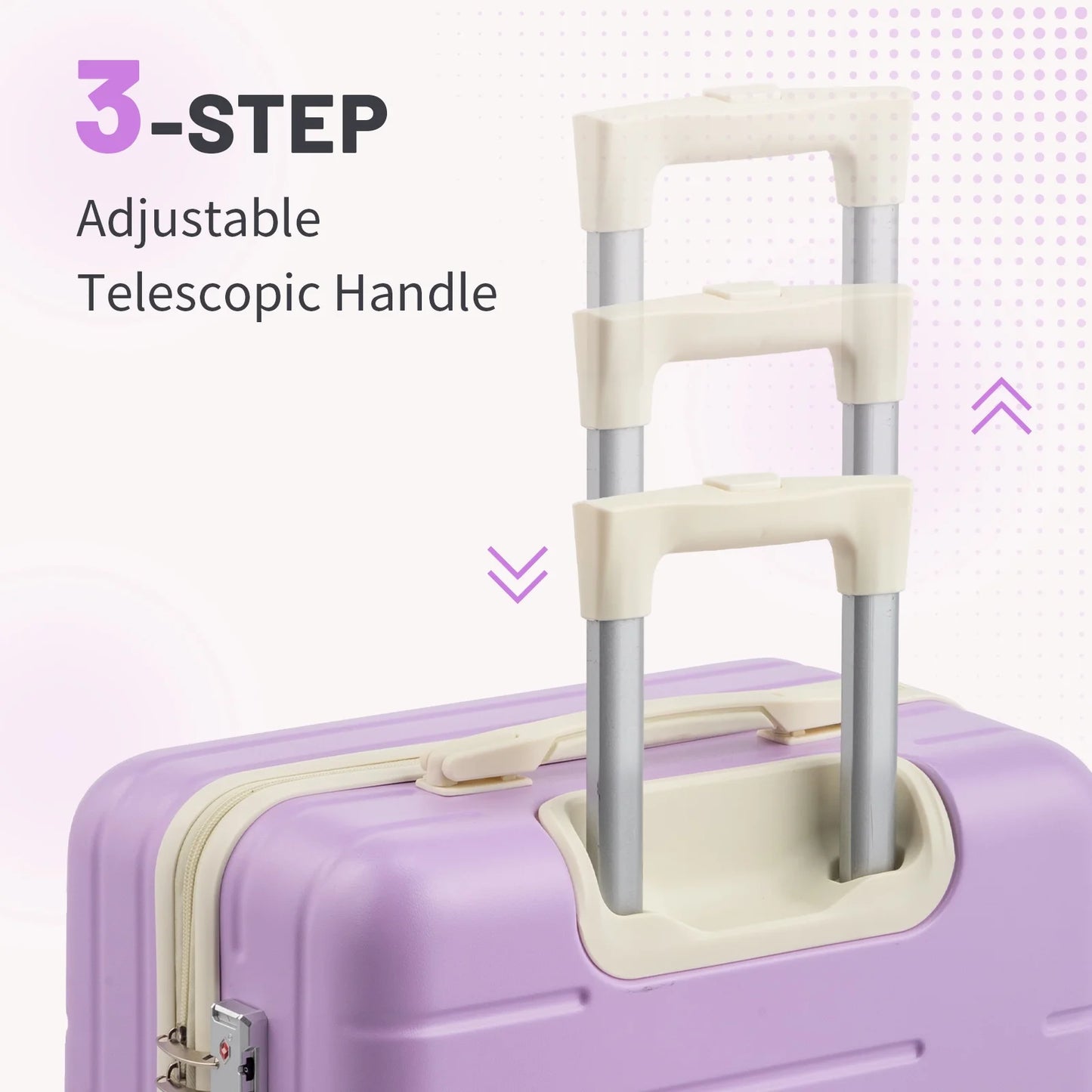 Zimtown 3 Piece Luggage Set, Carry on Suitcase Sets Hardside Lightweight Spinner with TSA Lock, Purple
