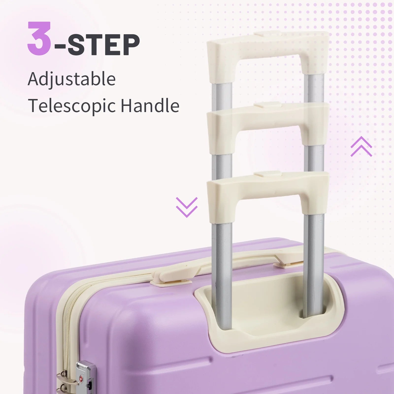 Zimtown 3 Piece Luggage Set, Carry on Suitcase Sets Hardside Lightweight Spinner with TSA Lock, Purple