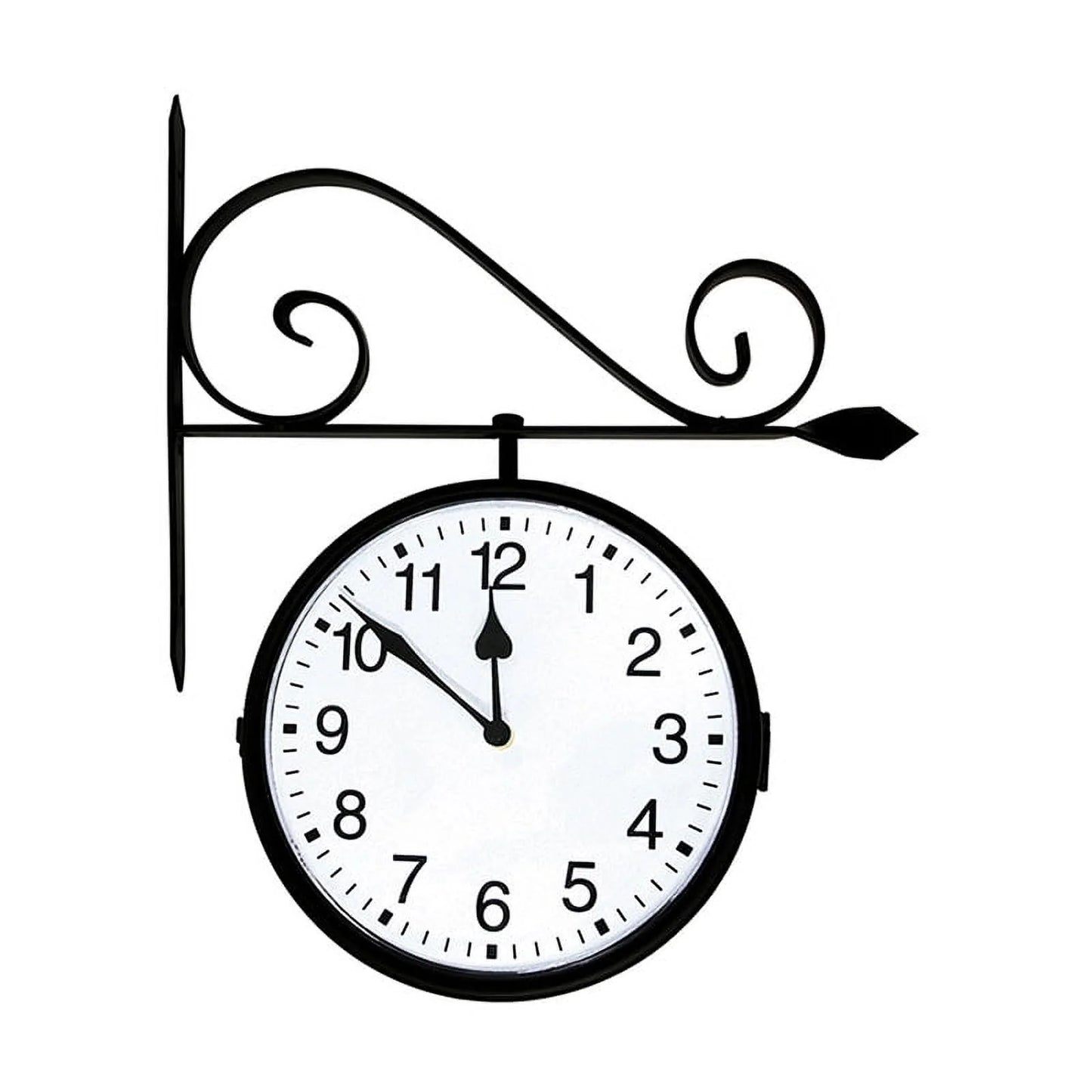 Swim Central 18" Battery Operated Black and White Double-Sided Large Print Mounted Outdoor Clock
