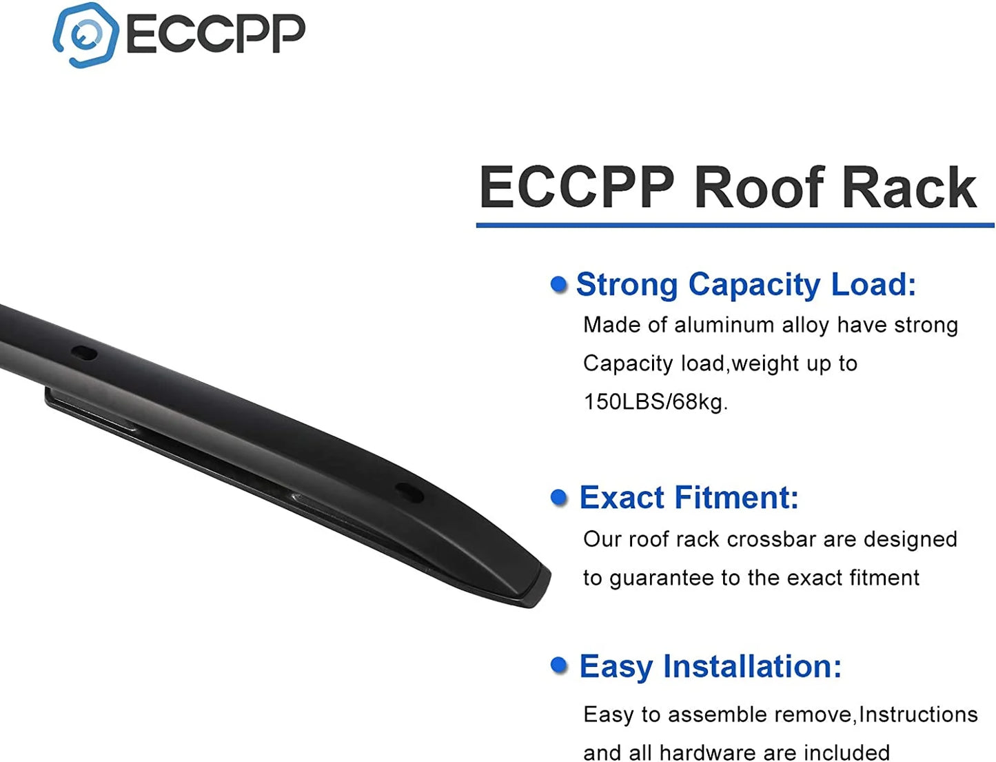 ECCPP Roof Rack Side Rails Luggage Cargo Carrier Roof Side Rails Fit for Jeep Renegade 2015-2022,Travel Essentials Black Aluminum Roof Rack Cross Bars Cross Rails