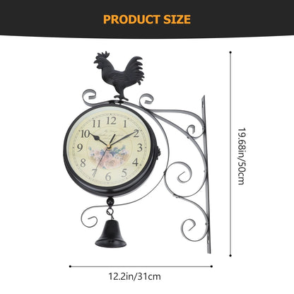 Homemaxs 1Pc Wall Clock Wall Hanging Clock Iron Art Hanging Clock Double Sided Clock