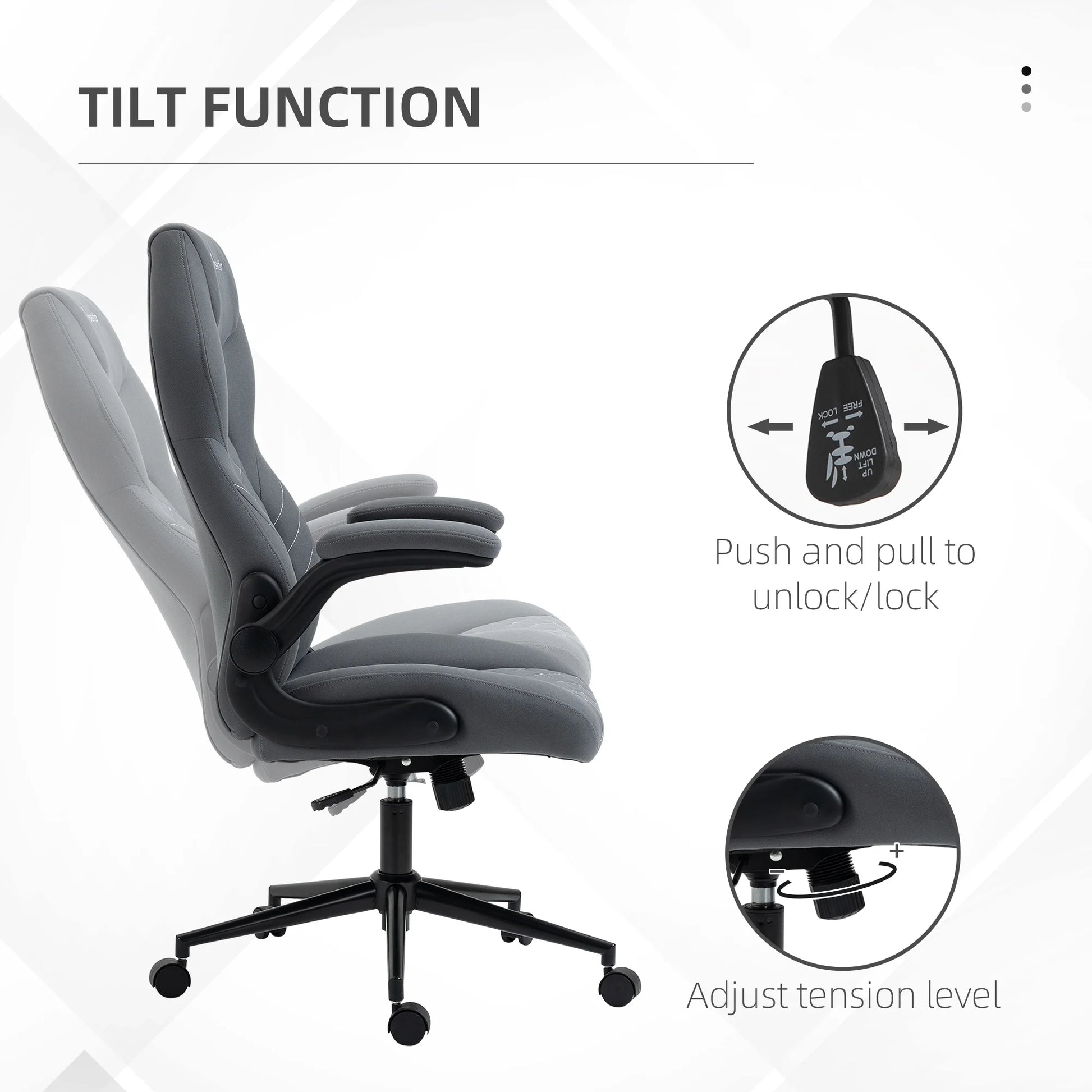 Vinsetto High Back Home Office Chair with Flip Up Armrests Dark Gray