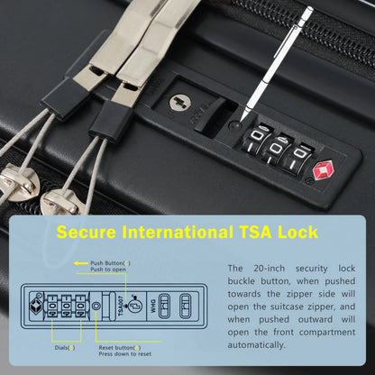 Front Opening Luggage Set 3 Piece, Hardside Carry on Suitcase with USB Port, Expandable Luggage with Handle Bag Spinner Wheels TSA Lock