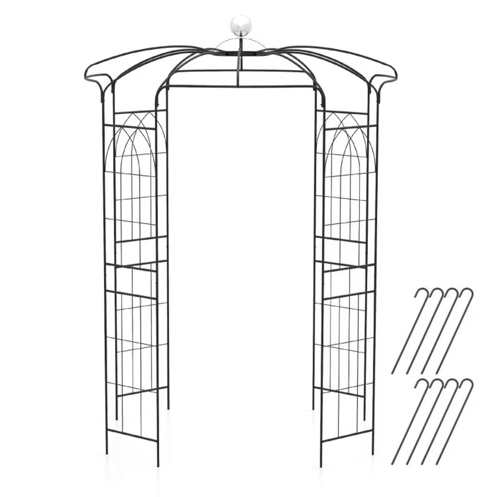 Canddidliike 2-In-1 Gazebo Trellis, French Style Arch, Birdcage Shape Gazebo for Climbing Plants and Wedding Ceremony Decoration, Black