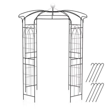 Canddidliike 2-In-1 Gazebo Trellis, French Style Arch, Birdcage Shape Gazebo for Climbing Plants and Wedding Ceremony Decoration, Black