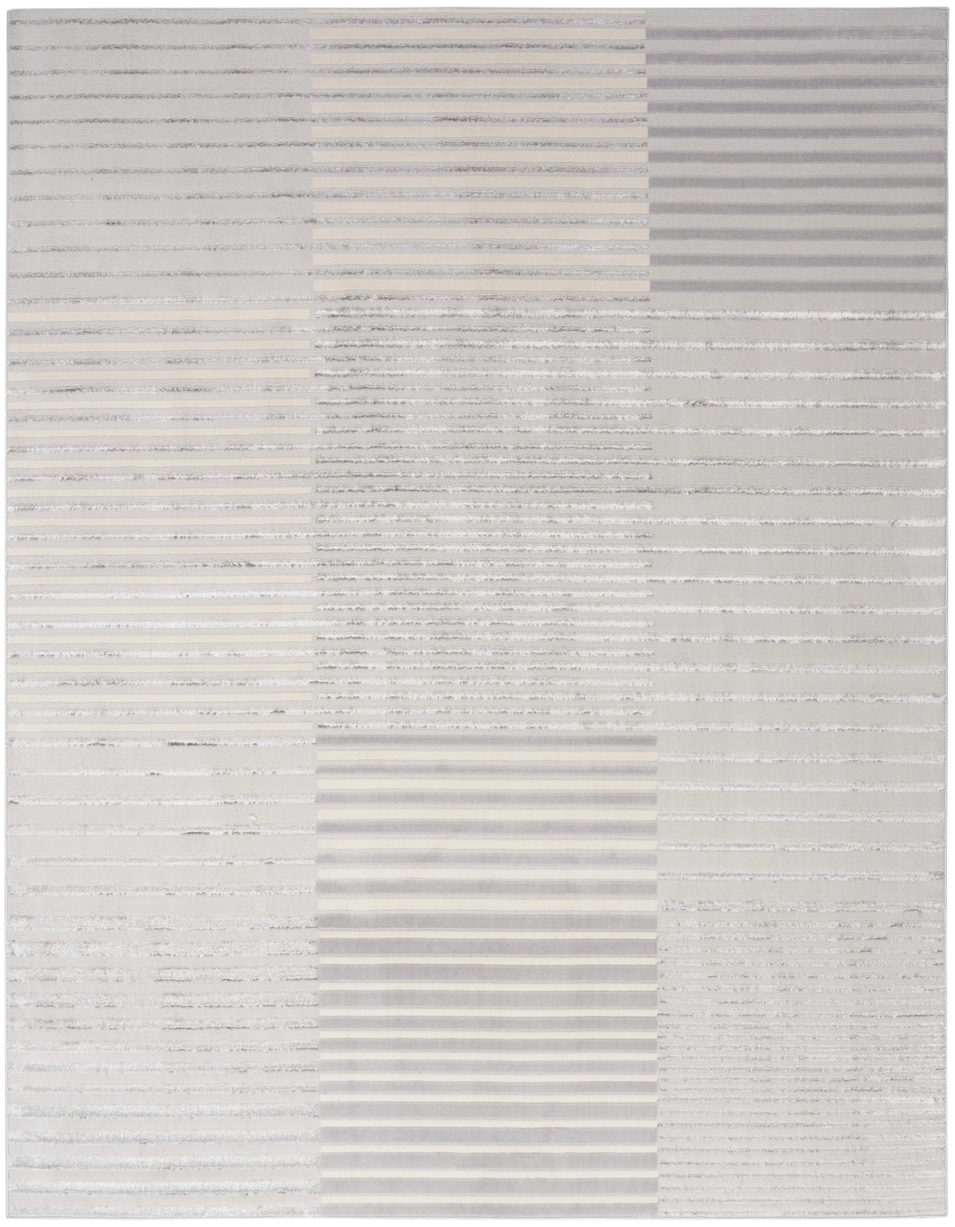 Inspire Me! Home Dcor Brushstrokes Striped Beige Silver 5'3" x 7'3" Area Rug (5x7)