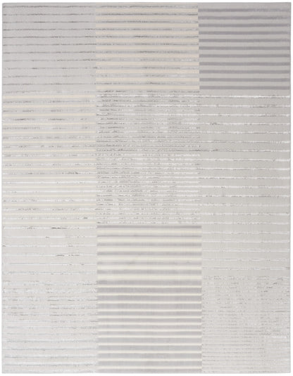 Inspire Me! Home Dcor Brushstrokes Striped Beige Silver 5'3" x 7'3" Area Rug (5x7)