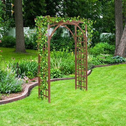 Dark Brown Decorative Garden Arch - Heavy-Duty Fir & Rustproof Iron for Climbing Plants, Roses - 84.6" Tall Outdoor Arch for Backyards, Garden Entries