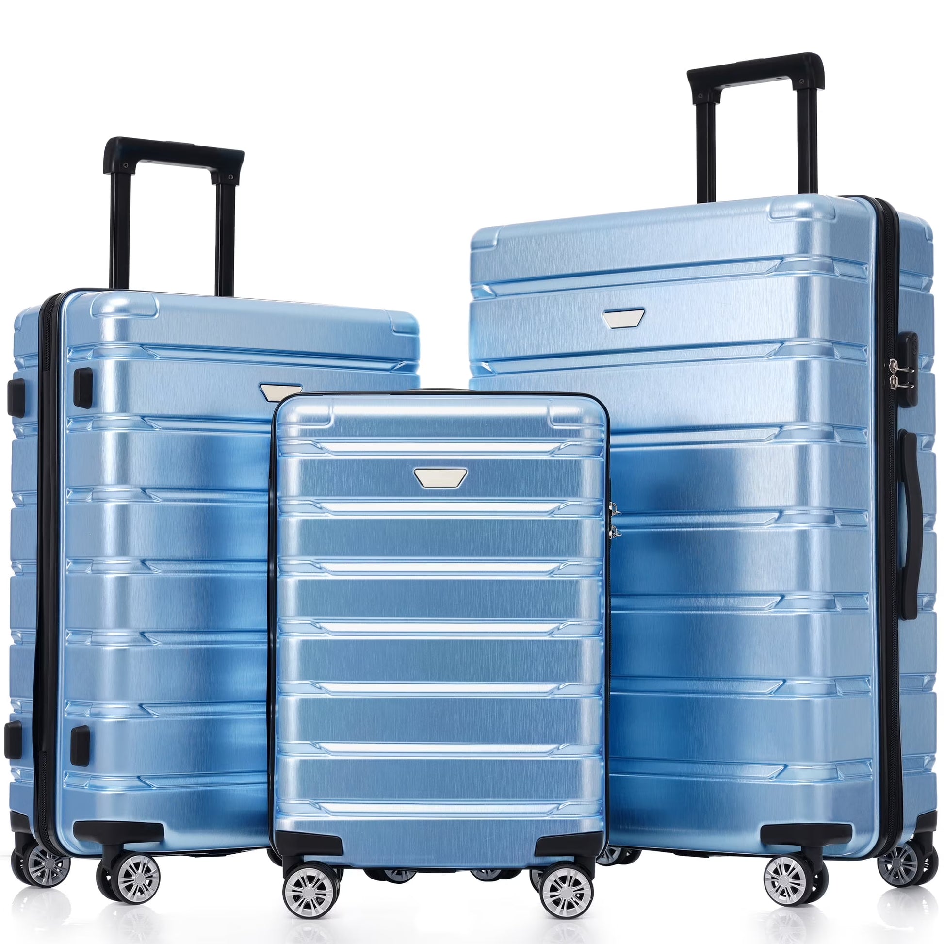 EUROCO 3 Piece Luggage Sets, ABS+PC Hardshell Suitcase with Spinner Wheels,Lightweight Durable Travel Suitcase Set for Men Women,Fog Gray