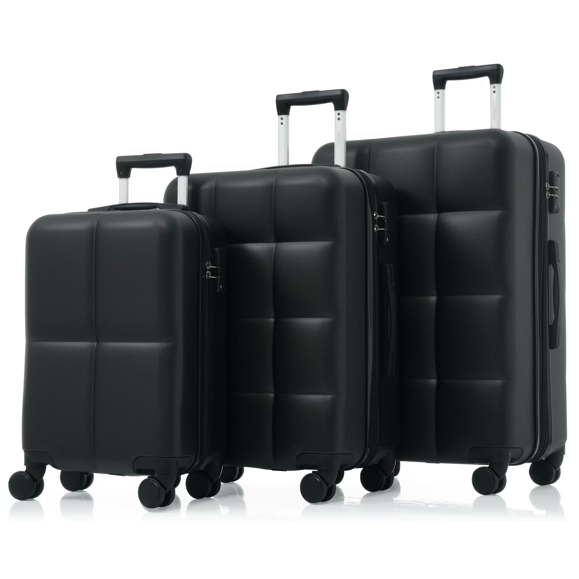 Luggage Set of 3, 20-inch with USB Port, Airline Certified Carry-on Luggage with Cup Holder, ABS Hard Shell Luggage with Spinner Wheels, white
