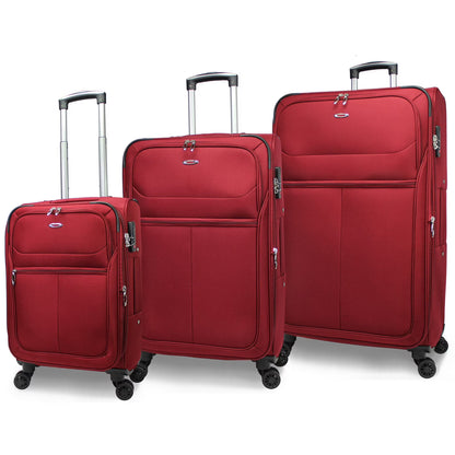 CalBags Kemyer Softside Lightweight 3-Piece Expandable Spinner Luggage Set - Black