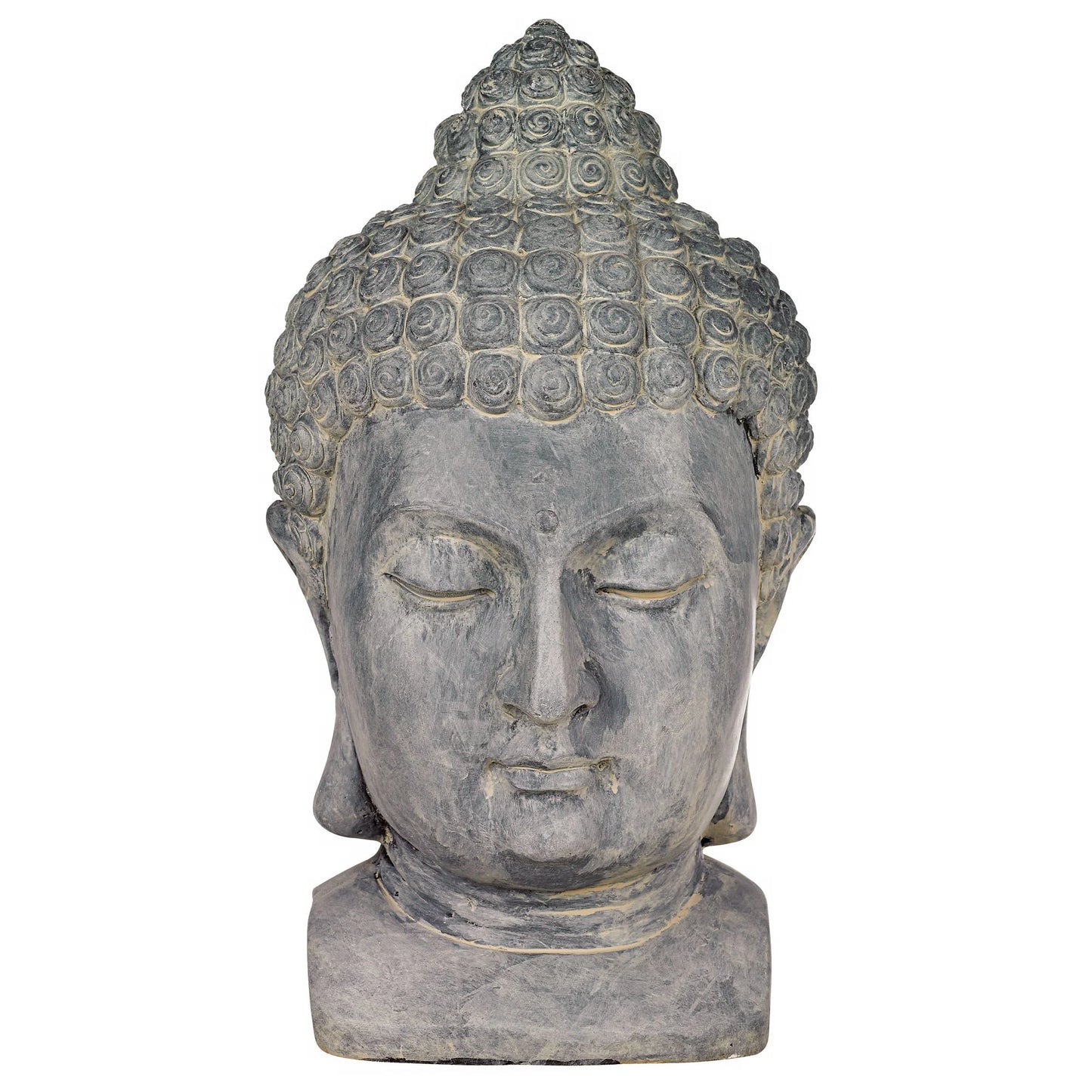 John Timberland Meditating Buddha Head Statue Sculpture Zen Asian Garden Decor Outdoor Front Porch Gray Faux Stone 18 1/2" Tall