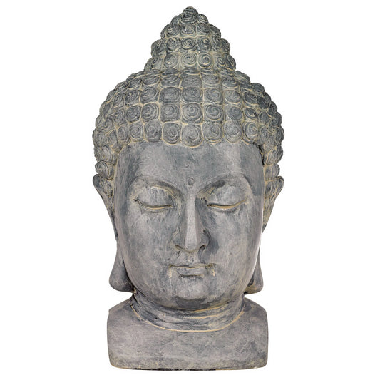 John Timberland Meditating Buddha Head Statue Sculpture Zen Asian Garden Decor Outdoor Front Porch Gray Faux Stone 18 1/2" Tall