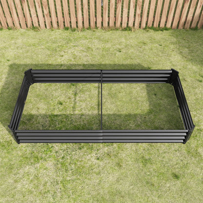 Dtwnek Rectangle Metal Raised Garden Bed Raised Planter for Flowers Plants, Black