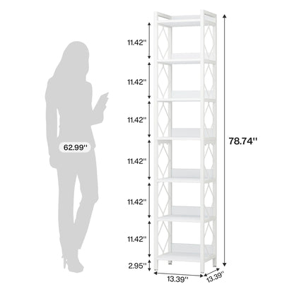 Tribesigns 78.7 Inches Tall Narrow Bookshelf, Freestanding 7-Tier Bookcase, Skinny Corner Storage Organizer for Home Office