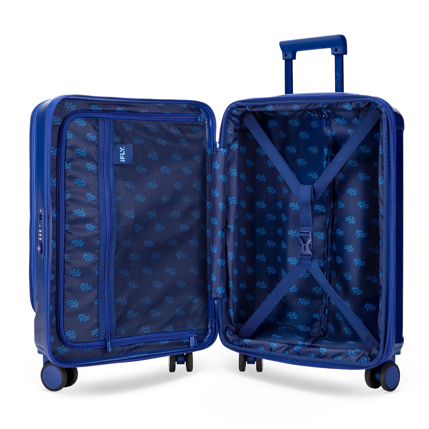 iFLY Odyssey 20" Hardside Carry-on Luggage with Front Opening Pocket, Navy