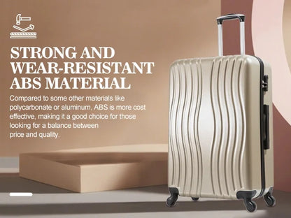 4-Piece Hardshell Luggage Set (18", 20", 24", 28") w/Corner Guards Lightweight Nestable Family Suitcases, 360° Wheels & Wet-Dry Compartment