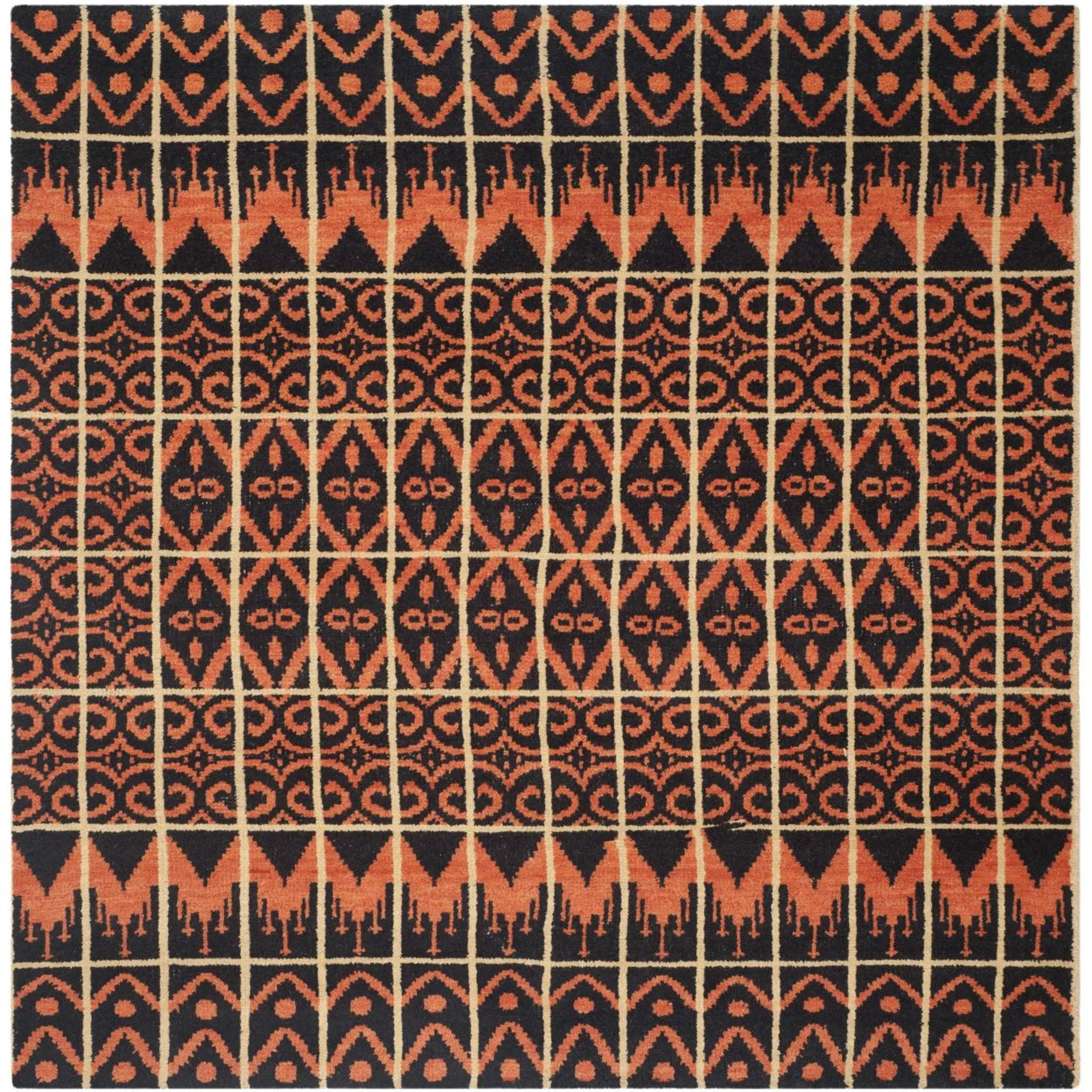 SAFAVIEH Kenya Kestrel Southwestern Wool Area Rug, Orange/Black, 8' x 10'