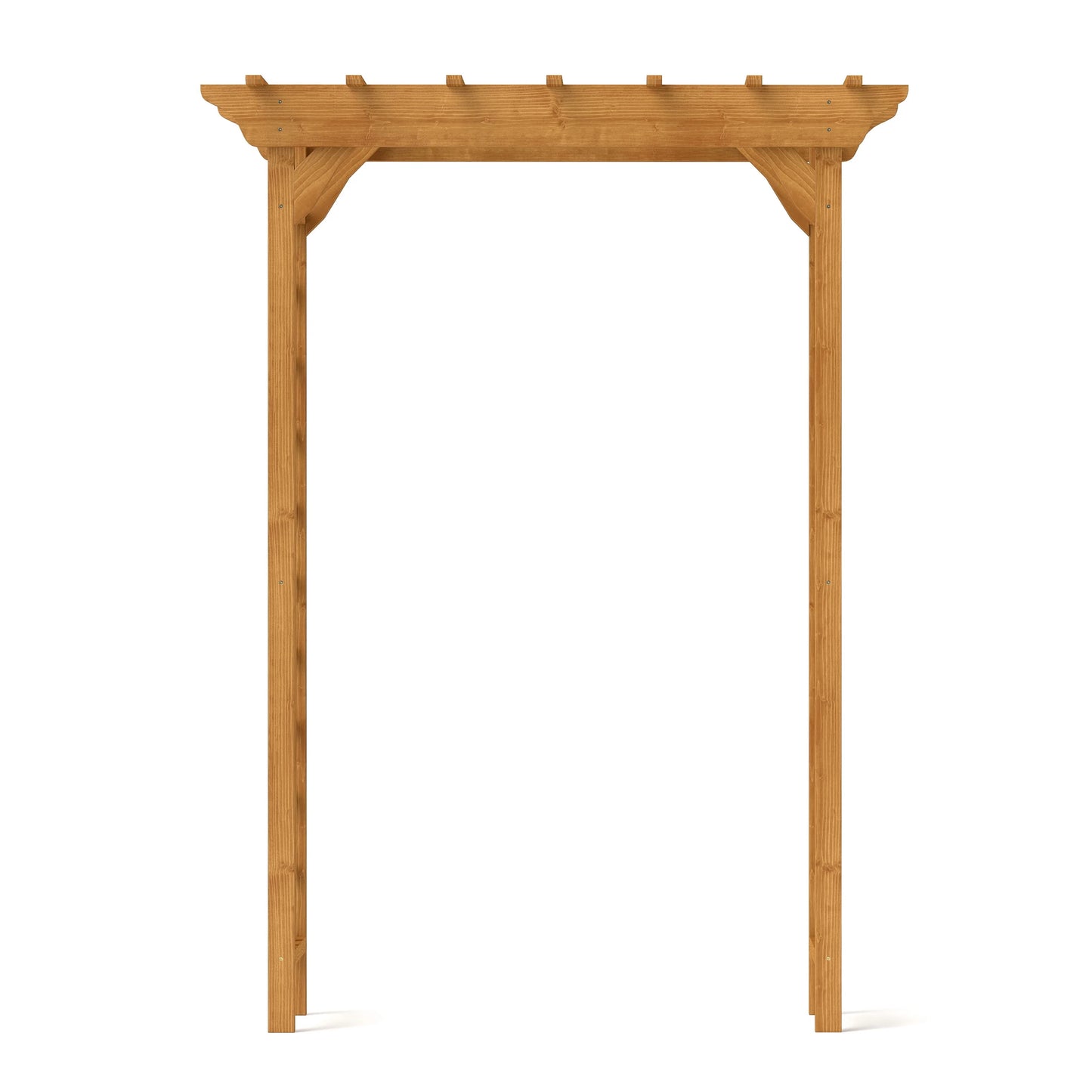 CAMSCH 85'' Premium Outdoor Wooden Arbor Arch with Trellis, Straight top, Pergola Arch for Climbing Plants, Wood Garden Yard Lattice, Wedding Arch for Ceremony, 63''(L) x 26''(W) x 85''(H)
