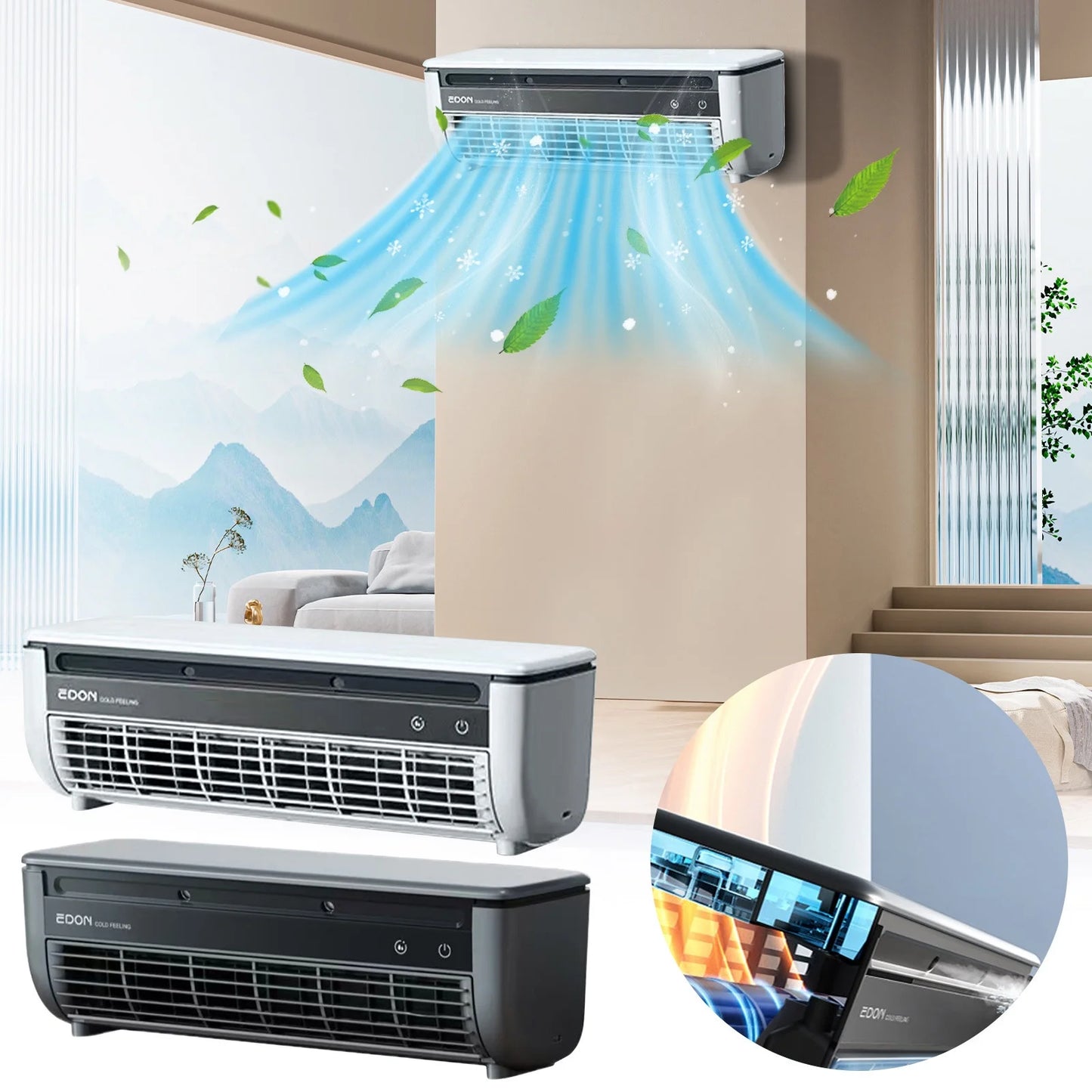 FYHALE 5,000 BTU Wall Mounted Air Conditioner with Remote Control, Digital Display, Cool up to 150 Sq. Ft., Perfect for Small Bedroom, Living Room, Home Office, White