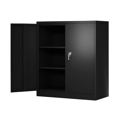 Supeer Black Metal Storage Cabinet, 72" Locking Steel Storage Cabinet with Shelves, Tall Metal Garage Cabinet Lockable Cabinets for Home Office