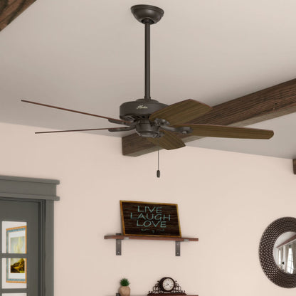 Hunter - Builder Indoor Ceiling Fan, 52-inch, Matte Black, Traditional-style, 3-speed WhisperWind Motor, 53243, for living rooms, bedrooms, home offices, kitchens